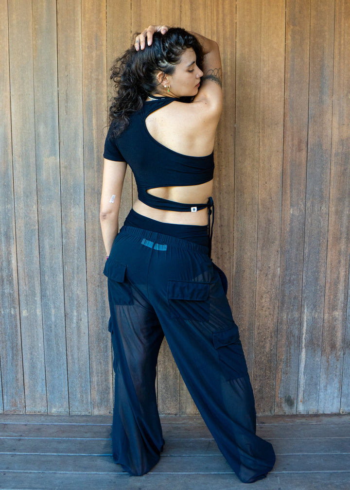 Zig Zag Mesh Cargo Set – Black
