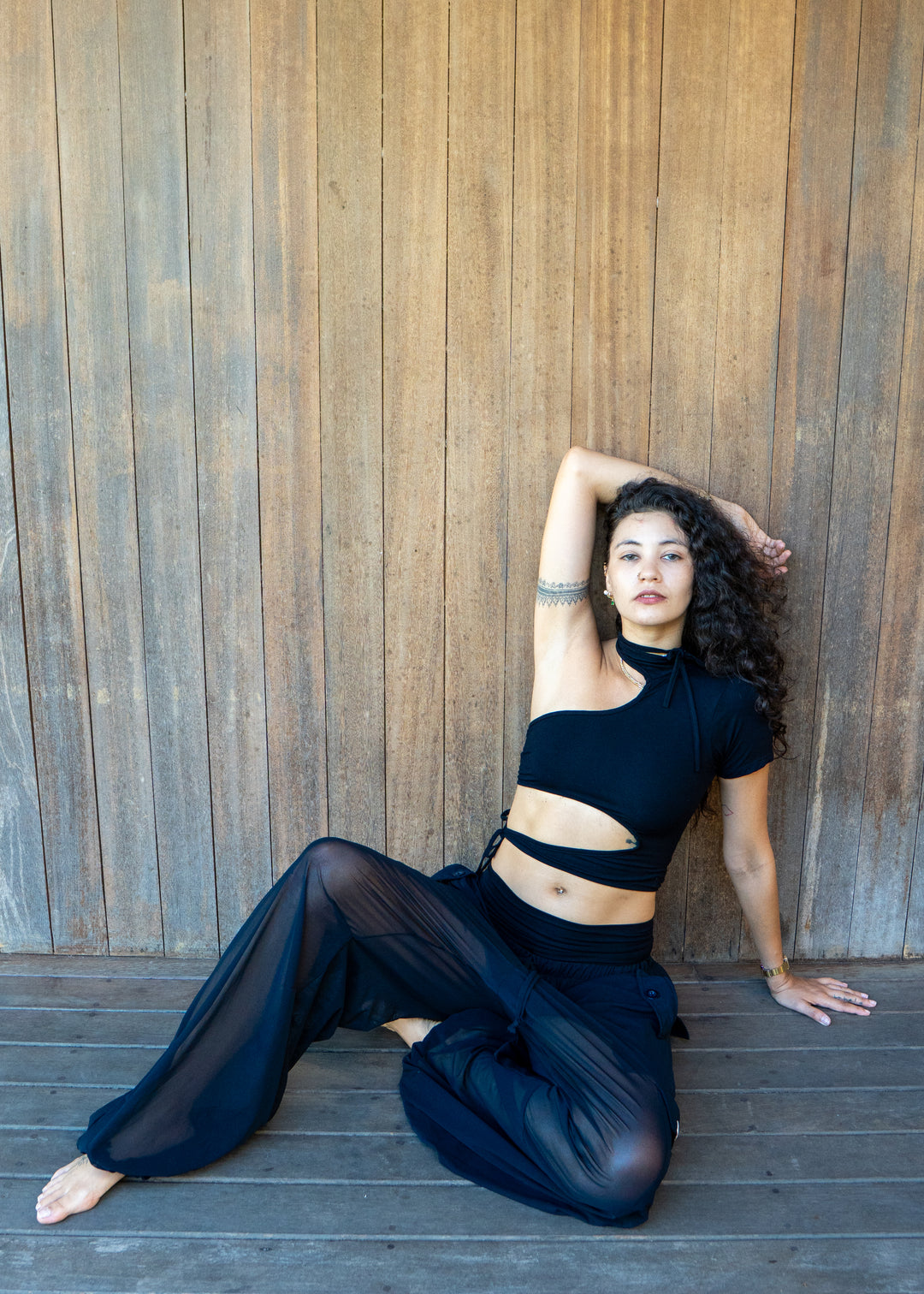 Zig Zag Mesh Cargo Set – Black